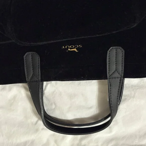 Scout Velvet Black Mini Tote With Dual Handles & Gold Quilted Interior Zip Close - Picture 7 of 15